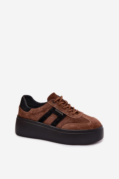 Women's Platform Sneakers With Perforation Brown Umbry 2