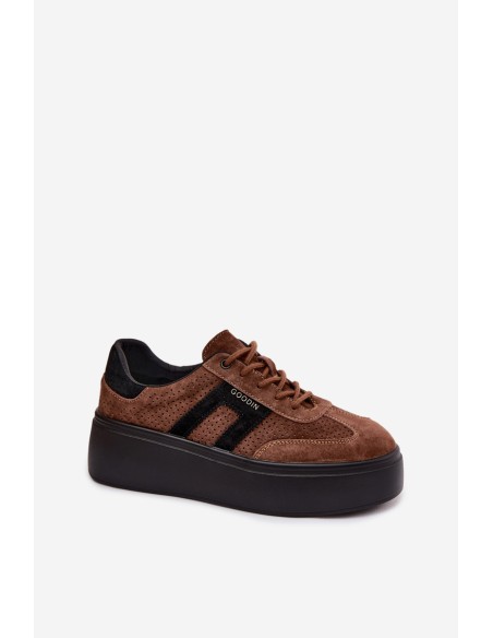 Women's Platform Sneakers With Perforation Brown Umbry