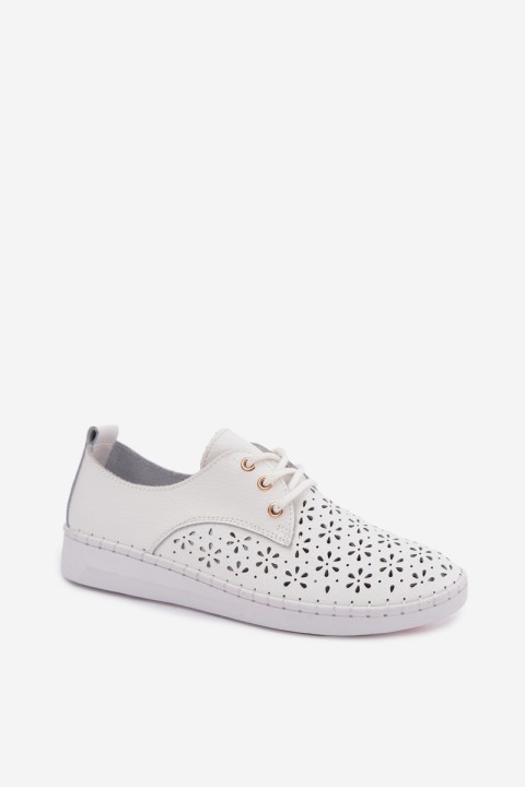 Leather Openwork Women's Shoes White Softie