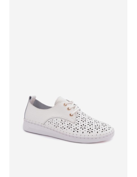Leather Openwork Women's Shoes White Softie