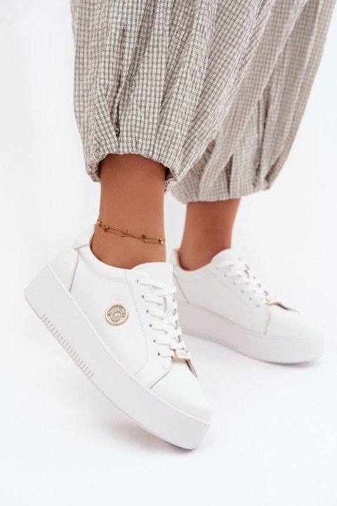 Women's Leather Sneakers On Platform White Dainty