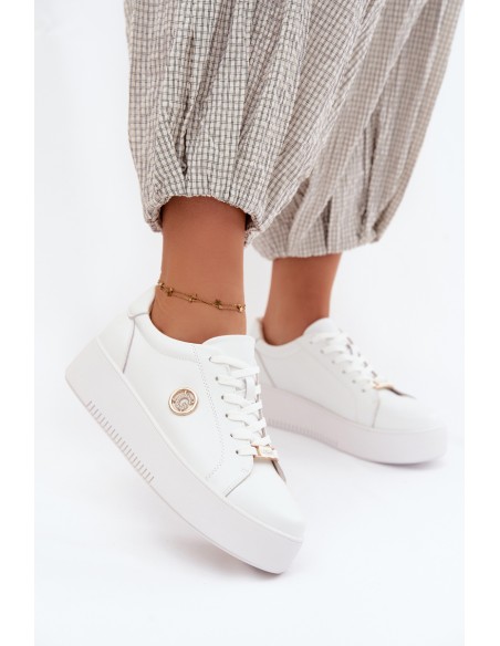 Women's Leather Sneakers On Platform White Dainty