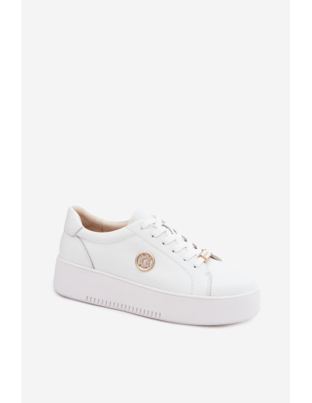 Women's Leather Sneakers On Platform White Dainty