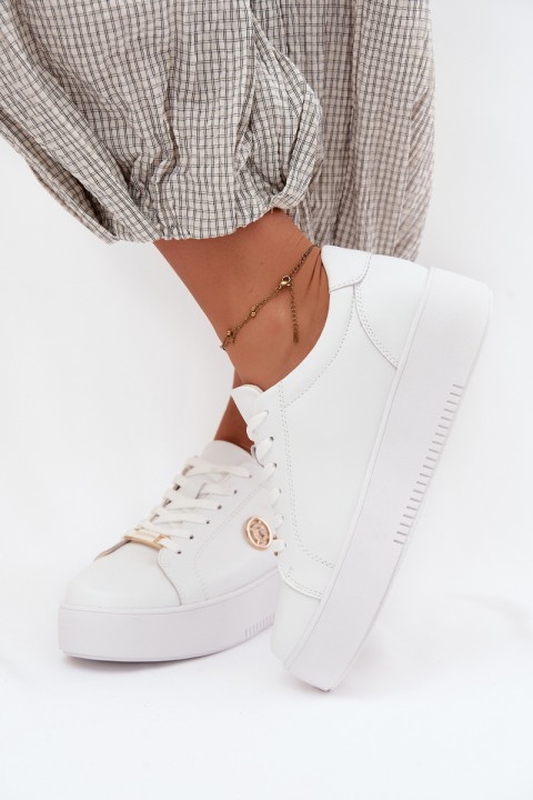 Women's Leather Sneakers On Platform White Dainty