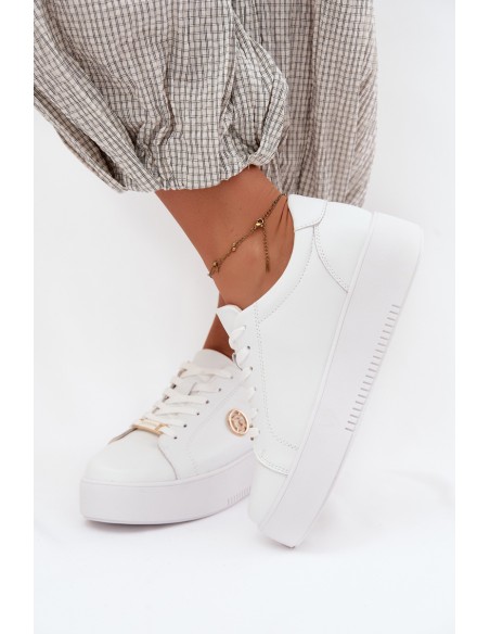Women's Leather Sneakers On Platform White Dainty