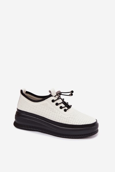 Leather Women's Platform Shoes With Perforation Dalila 2
