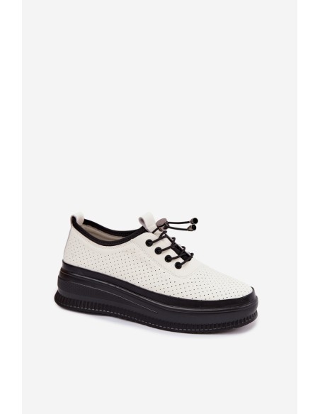 Leather Women's Platform Shoes With Perforation Dalila