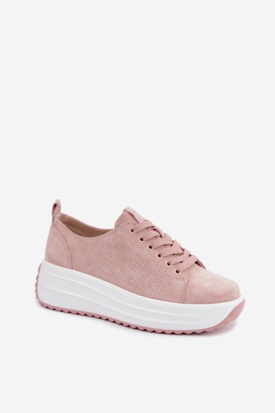 Leather Suede Women's Platform Sneakers Pink Inaya