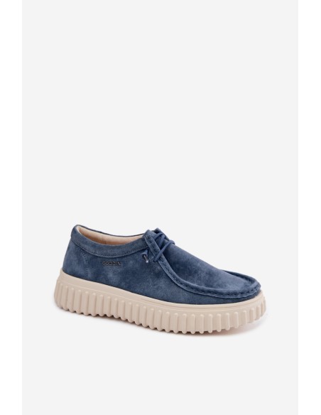 Leather Suede Women's Platform Shoes Blue Jamila