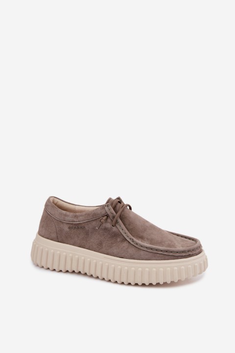 Leather Suede Women's Platform Shoes Taupe Jamila