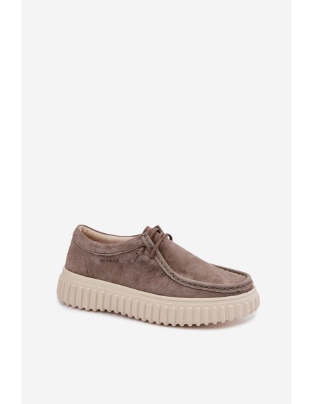 Leather Suede Women's Platform Shoes Taupe Jamila