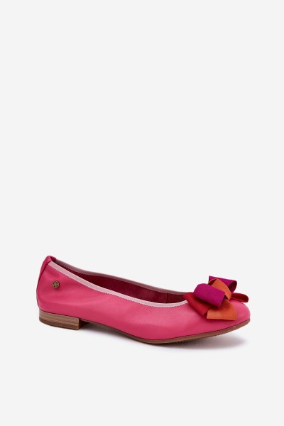 Leather Ballet Flats With Bow Maciejka P6801-15 Fuchsia 2