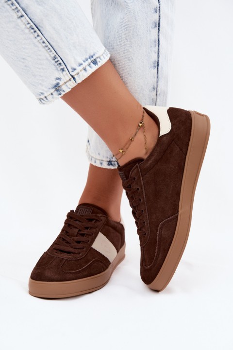 Women's Sneakers Imitation Suede Big Star UU274008 Chocolate