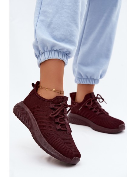 Light Women's Athletic Fabric Slip-On Shoes Big Star UU274053 Burgundy