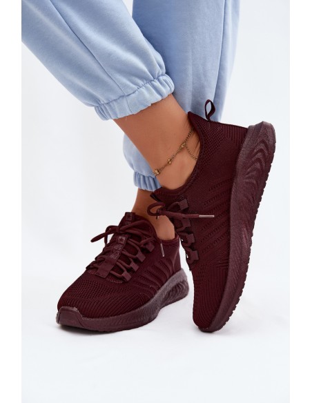 Light Women's Athletic Fabric Slip-On Shoes Big Star UU274053 Burgundy
