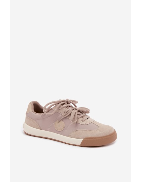 Women's Suede Sneakers With Double Laces Big Star UU274001 Beige