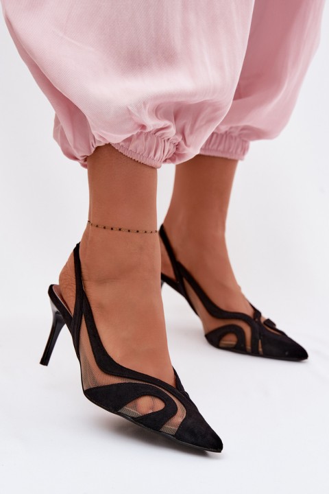 Women's Mesh Sandals With Stiletto Black Cornelia