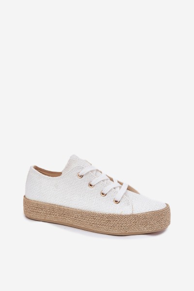 Women's Platform Sneakers With Weaving White Princa 2