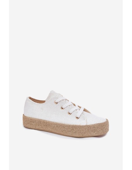 Women's Platform Sneakers With Weaving White Princa