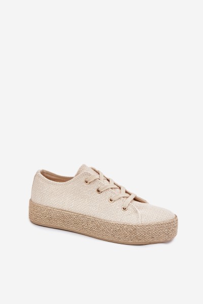 Women's Platform Sneakers With Braiding Beige Princa 2
