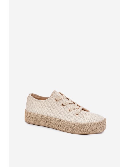 Women's Platform Sneakers With Braiding Beige Princa