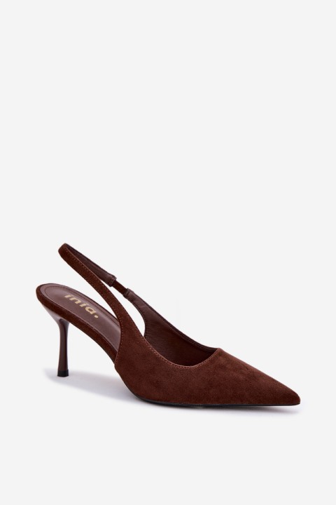 Women's High Heel Sandals With Eco Suede Chocolate Kevina
