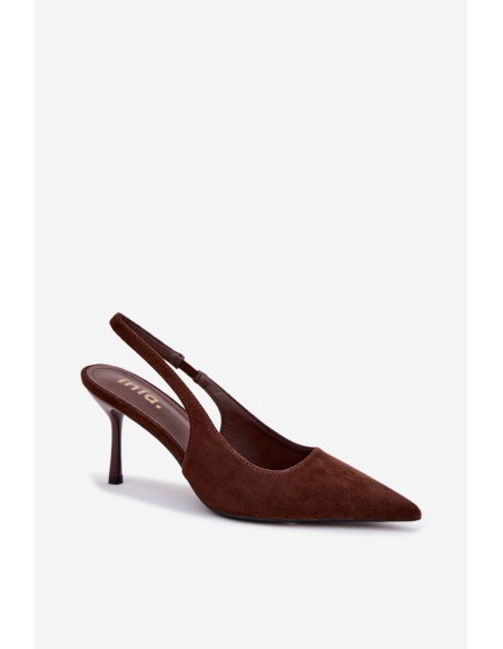 Women's High Heel Sandals With Eco Suede Chocolate Kevina