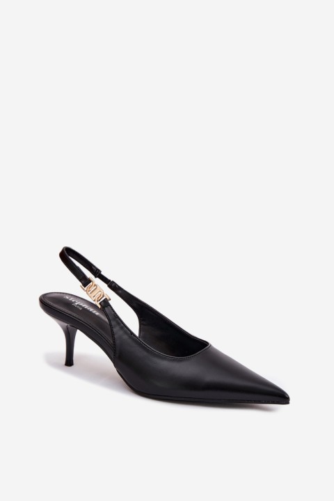 Women's Faux Leather Sandals with Heel Black Jelissey