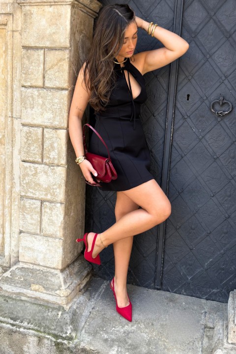 Women's High Heel Sandals Made of Faux Suede Red Saria