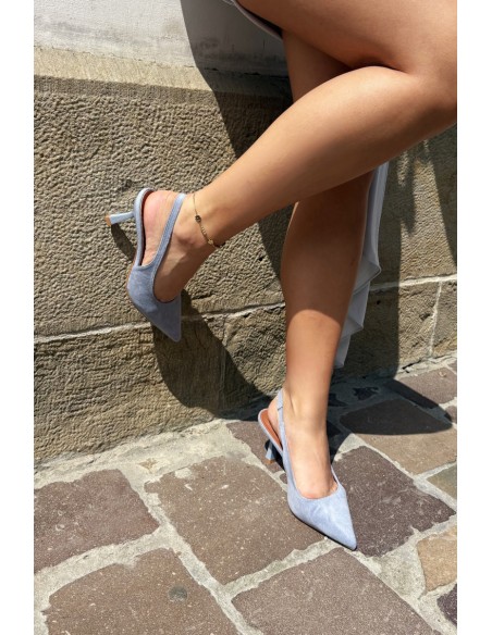 Women's High Heel Sandals With Faux Suede Blue Saria
