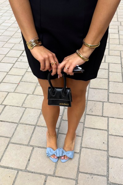 Women's High Heel Sandals With Bow and Faux Suede Blue Magnolia