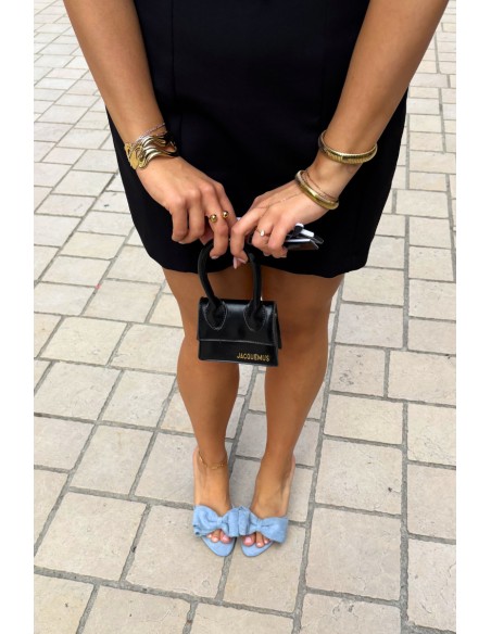 Women's High Heel Sandals With Bow and Faux Suede Blue Magnolia