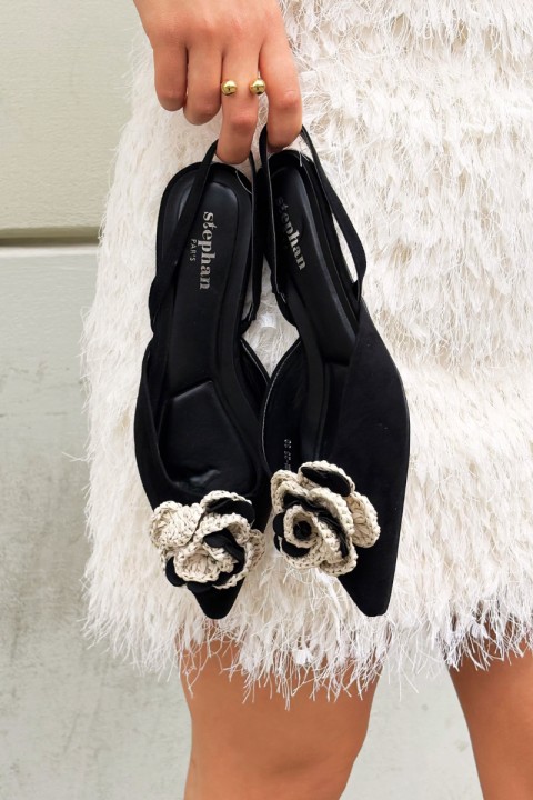 Women's Sandals With Decoration Faux Suede Black Gardenia