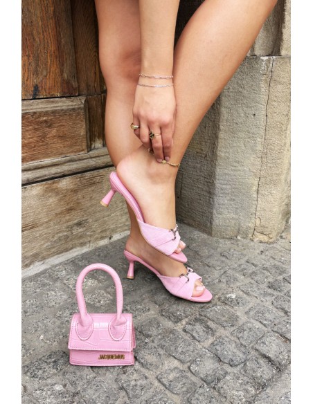 Women's Slim Heeled Sandals With Decorative Detail Pink Poppia