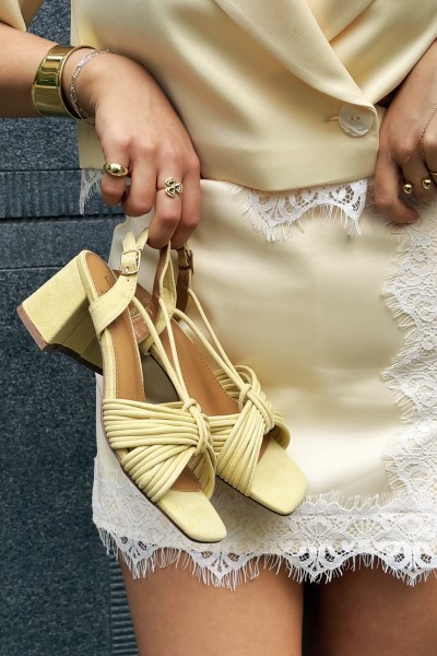 Women's Strappy Block Heel Sandals Yellow Taffina 2