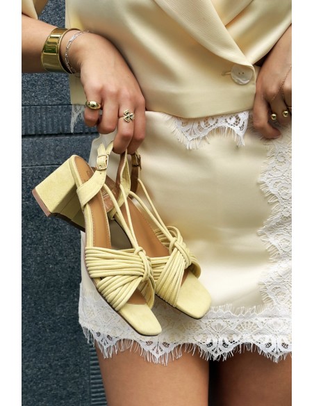 Women's Strappy Block Heel Sandals Yellow Taffina