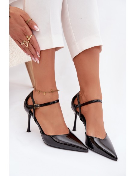 Lacquered High Heels with Strap Black Tarilin