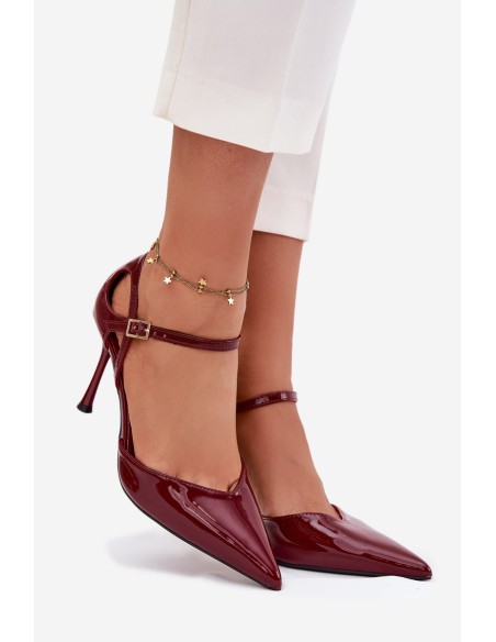 Patent Leather Heels with Strap Bordeaux Tarilin