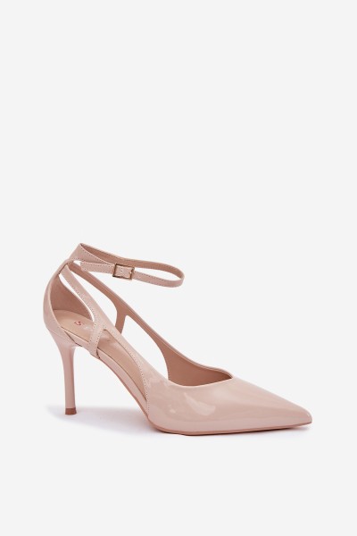 Patent leather high heels with eco leather beige Fionnel 2