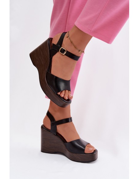 Women's Platform Sandals Eco Leather Black Parilisse