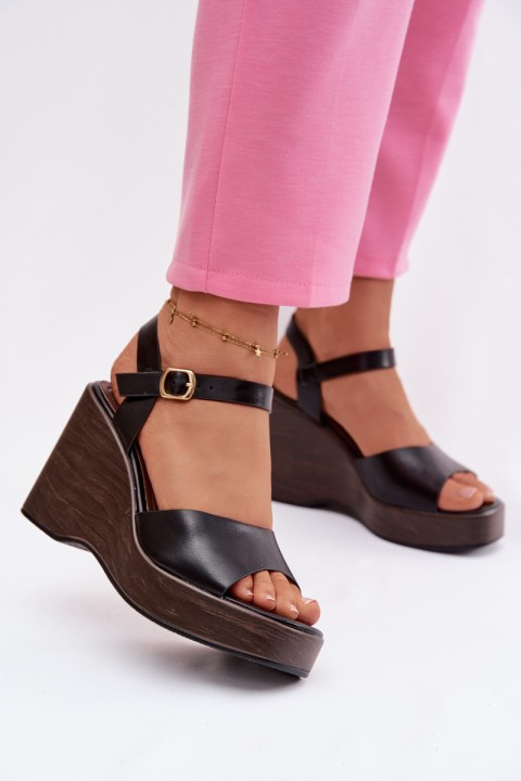 Women's Platform Sandals Eco Leather Black Parilisse