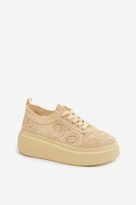 Women's Crochet Sneakers Platform Yellow Evalora