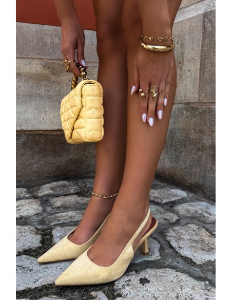 Women's High Heel Sandals Made of Faux Suede Yellow Saria