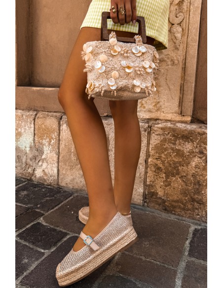 Women's Espadrilles With Strap On Platform Beige Coastina