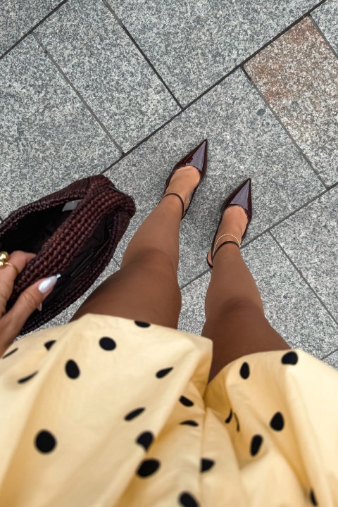 Patent Leather Eko Leather Chocolate Fionnel Heels
