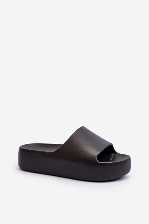 Women's Black Thick Sole Slides Oreithano