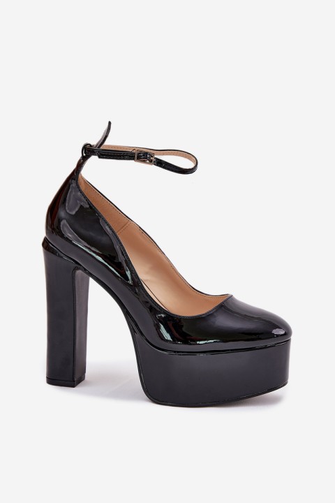 Lacquered High Heel And Platform Pumps Black Nianka