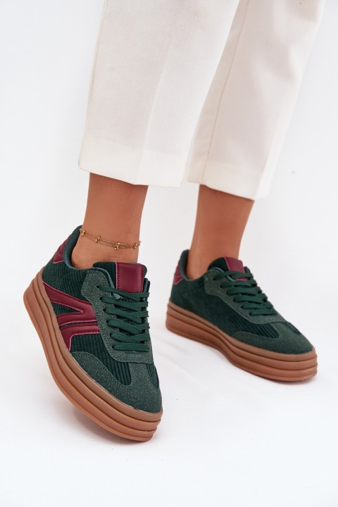 Velvet Women's Sneakers on Platform Green Skye