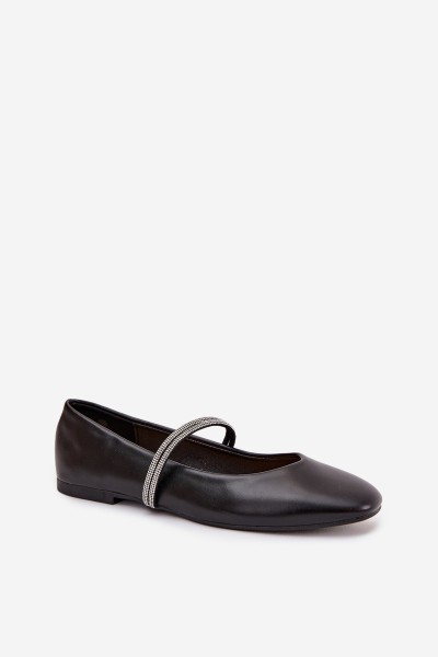 Women's Ballerinas With Shiny Straps Black Ilirene 2