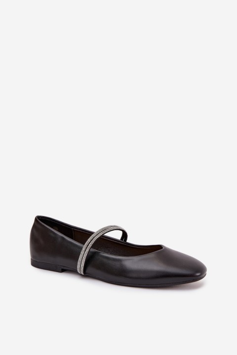 Women's Ballerinas With Shiny Straps Black Ilirene